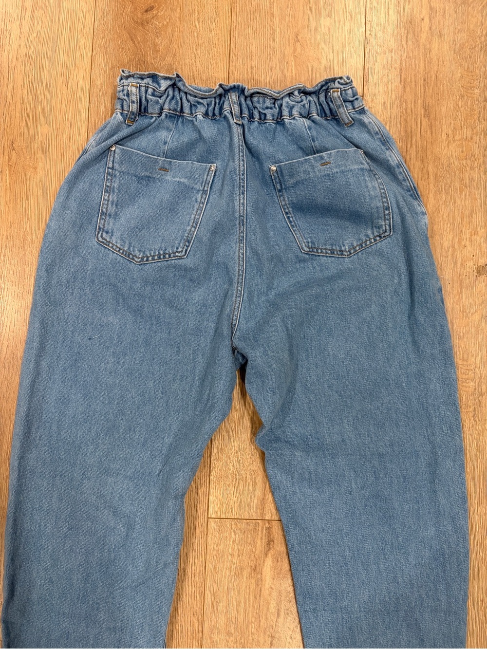 Zara High Rise Paperbag Balloon Jeans Medium Wash Size 8 - Picture 6 of 7